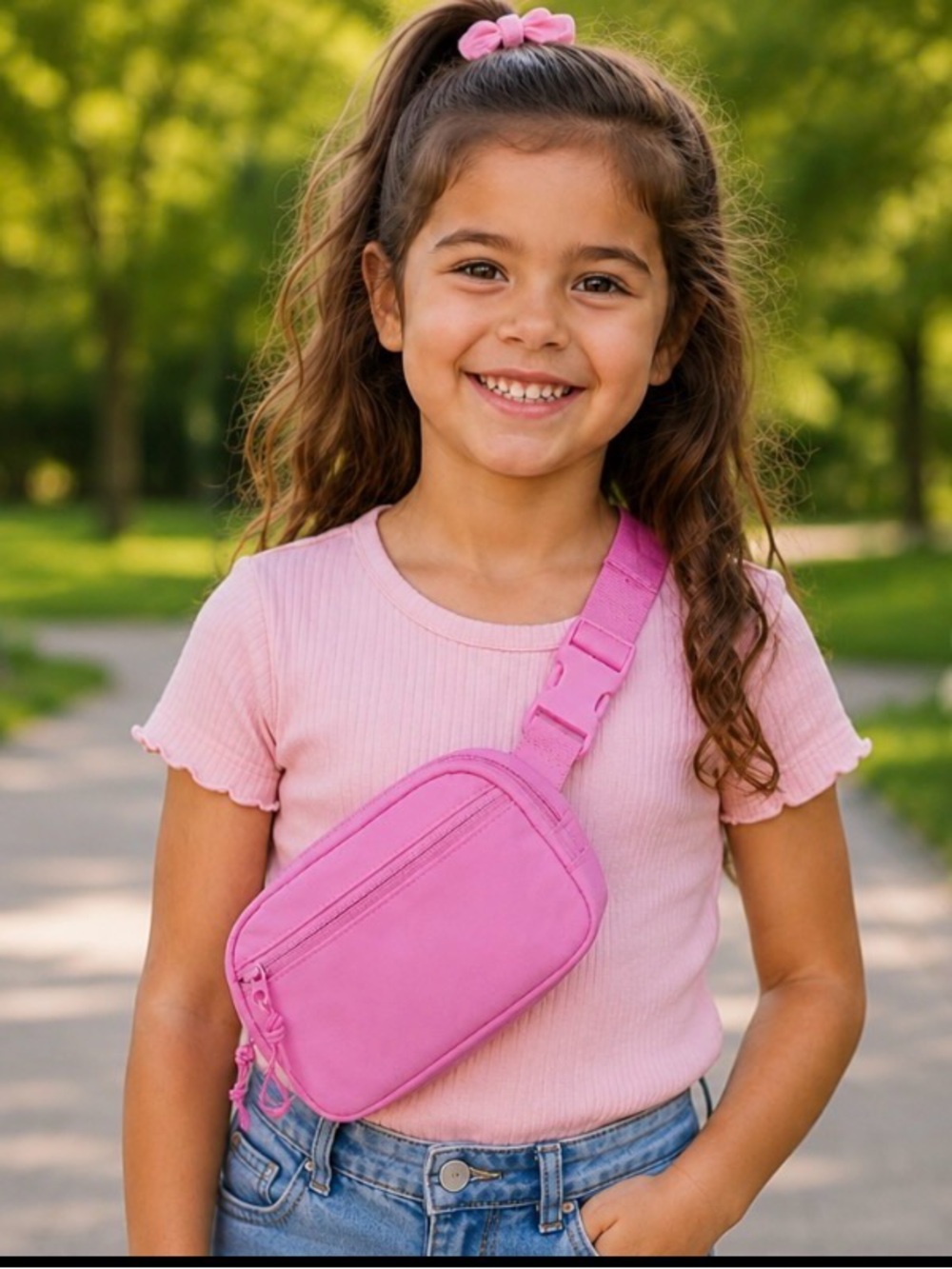 Girls' Belt Crossbody Bag Fanny Pack Adjustable Strap - Art Class Hot Pink NWT